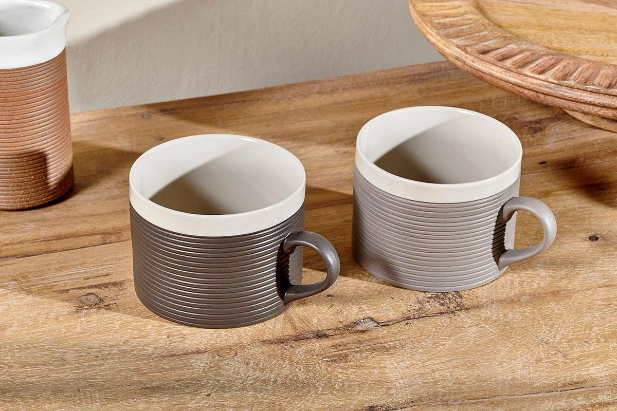 Faiz Mug - Charcoal & Grey - (Set Of 2) 4 Faiz Mug - Charcoal & Grey - (Set Of 2) - Image 2