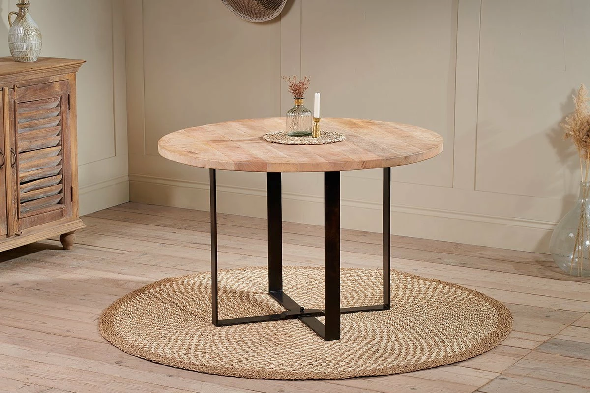 Fia Mango Wood Round Dining Table 5 Fia Mango Wood Round Dining Table - Image 3