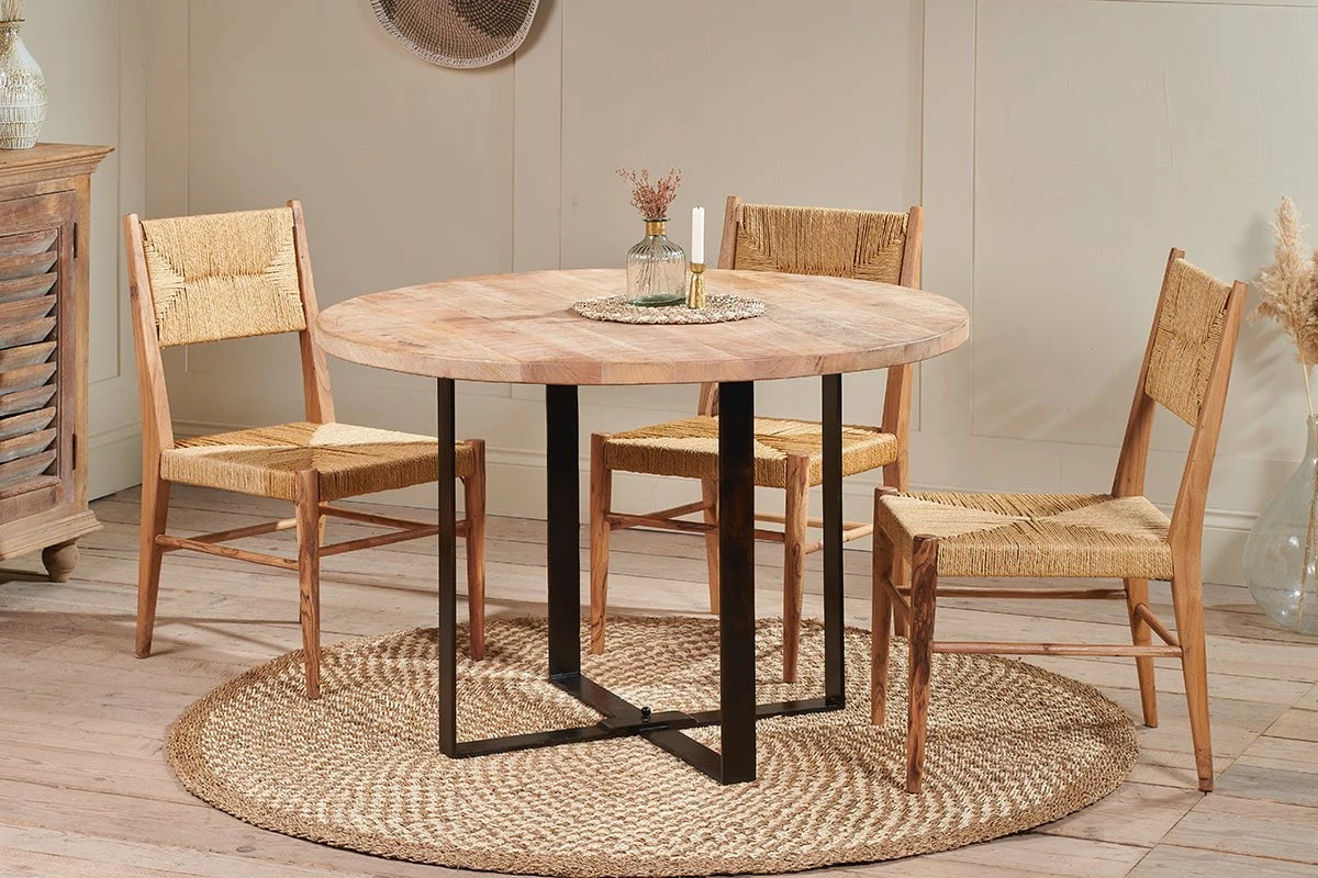 Fia Mango Wood Round Dining Table 4 Fia Mango Wood Round Dining Table - Image 2
