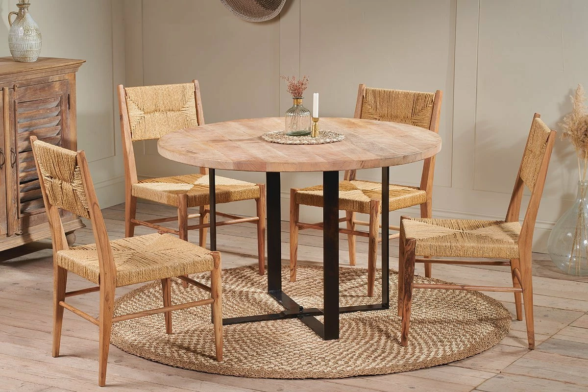 Fia Mango Wood Round Dining Table 3 Fia Mango Wood Round Dining Table