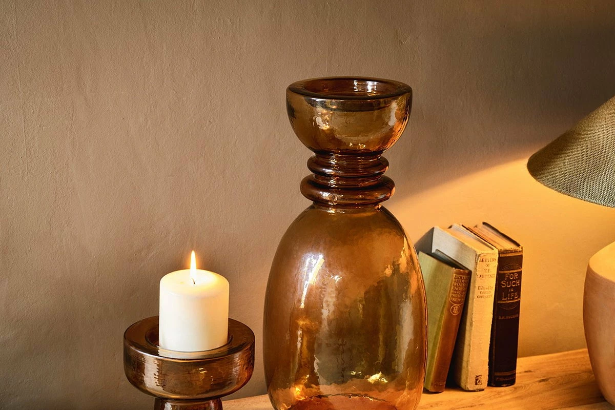 Hapua Glass Candle Holder - Dark Amber 6 Hapua Glass Candle Holder - Dark Amber - Image 4