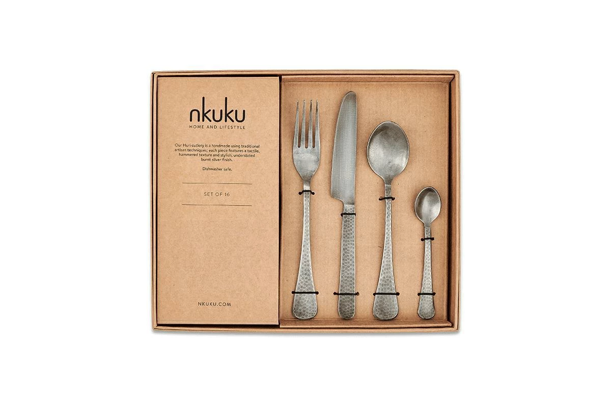 Huri Cutlery Set - Burnt Silver (Set Of 16) 7 Huri Cutlery Set - Burnt Silver (Set Of 16) - Image 5
