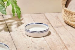 Indigo Drop Ceramic Pet Bowl - Cream & Indigo - Medium