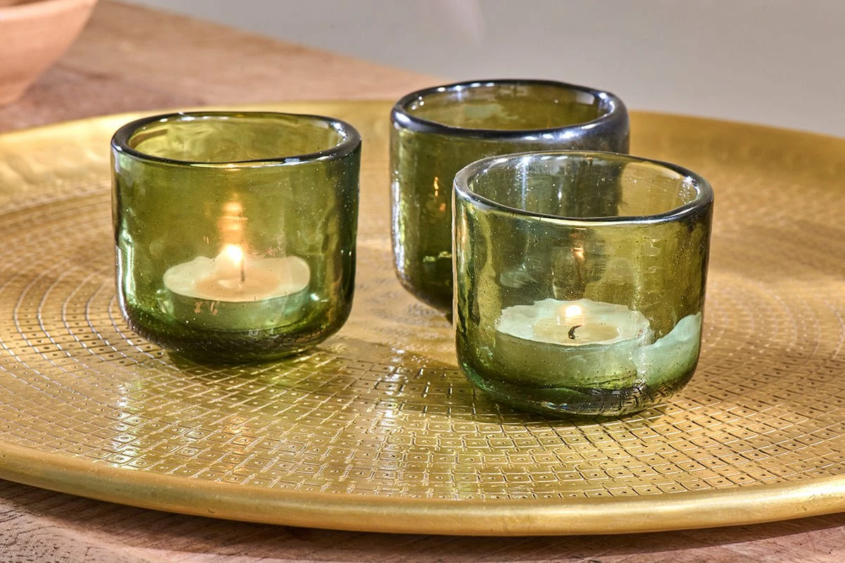 Irda Glass Small Tealight - Dark Emerald - Small (Set Of 3) 4 Irda Glass Small Tealight - Dark Emerald - Small (Set Of 3) - Image 2
