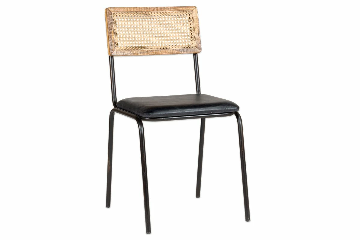 Iswa Leather & Cane Dining Chair - Black 10 Iswa Leather & Cane Dining Chair - Black - Image 8