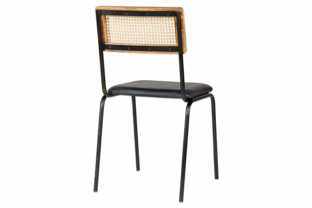 Iswa Leather & Cane Dining Chair - Black 11 Iswa Leather & Cane Dining Chair - Black - Image 9