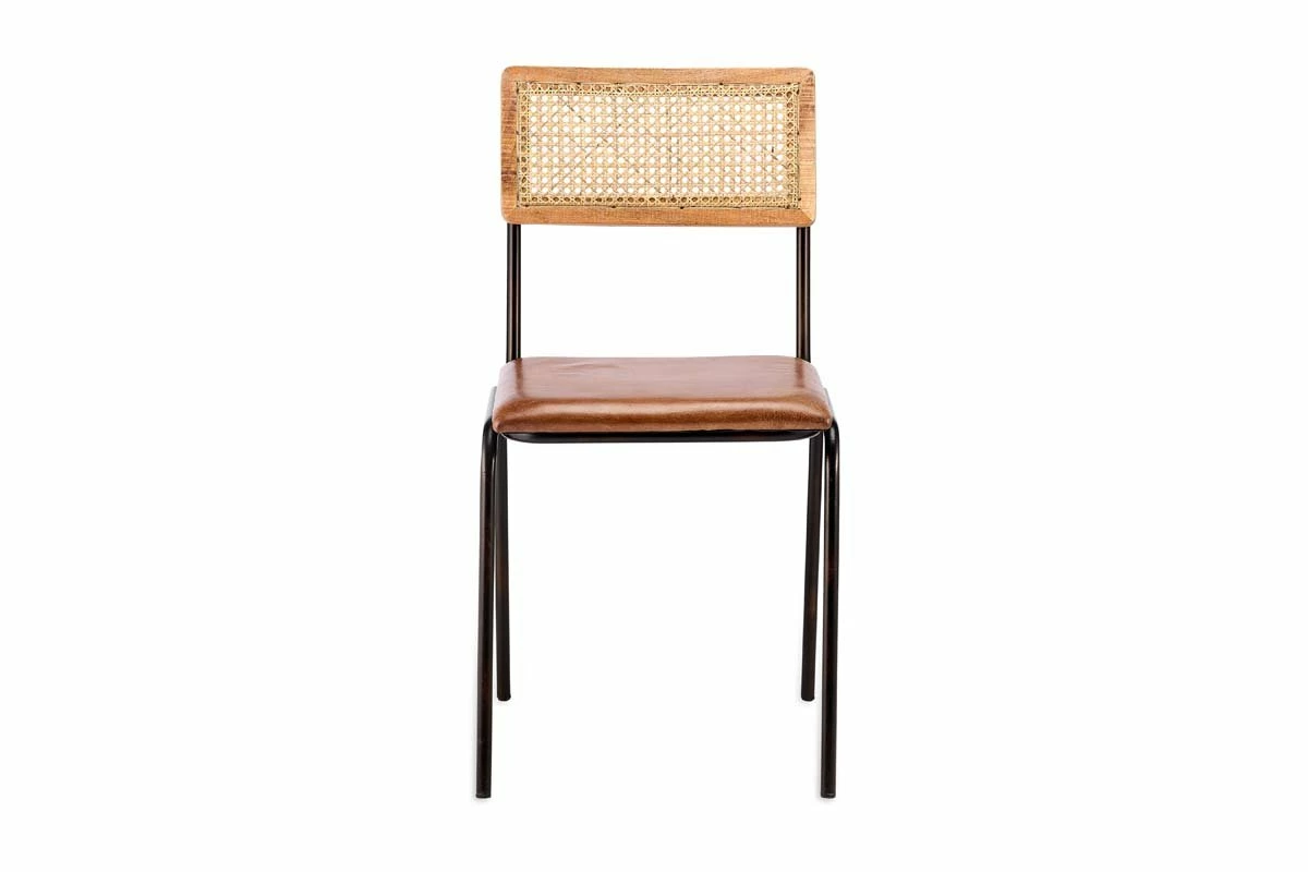 Iswa Leather & Cane Dining Chair - Tan 8 Iswa Leather & Cane Dining Chair - Tan - Image 6