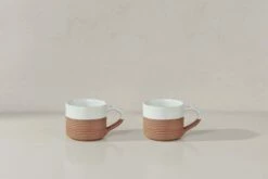 Mali Ribbed Espresso Mug - White (Set Of 2)