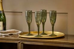 Mila Tall Champagne Glass - Dark Emerald - (Set Of 4)