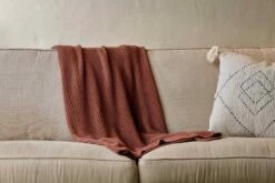 Moss Stitch Cotton Throw - Rust