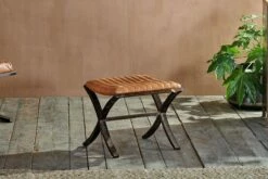 Narwana Ribbed Leather Footstool