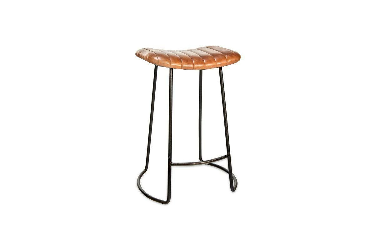 Narwana Ribbed Leather Stool 5 Narwana Ribbed Leather Stool - Image 3