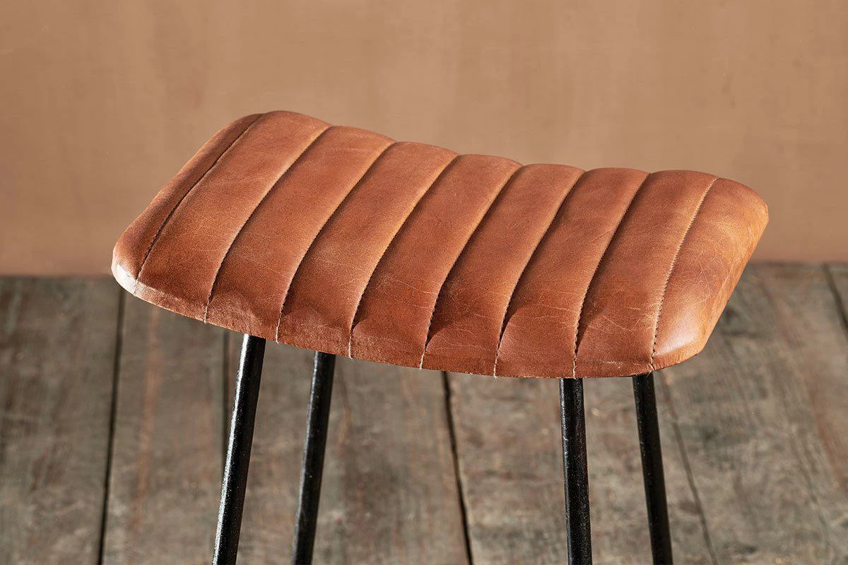 Narwana Ribbed Leather Stool 4 Narwana Ribbed Leather Stool - Image 2