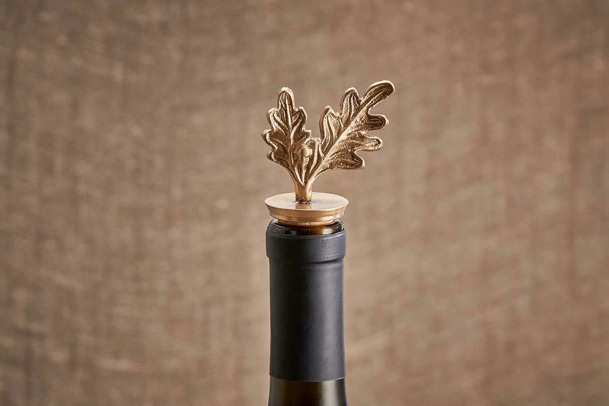 Oak Leaf Brass Bottle Stopper 3 Oak Leaf Brass Bottle Stopper