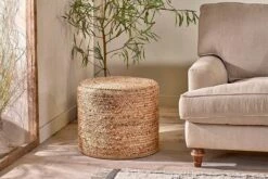 Ondal Round Braided Hemp Side Table -furniture Sales Store nkuku ondal round braided hemp pouf 5055672410522 31012278239408