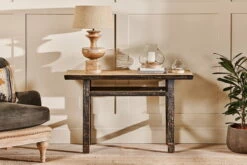 Serpur Reclaimed Pine Console Table - Charcoal - One Size