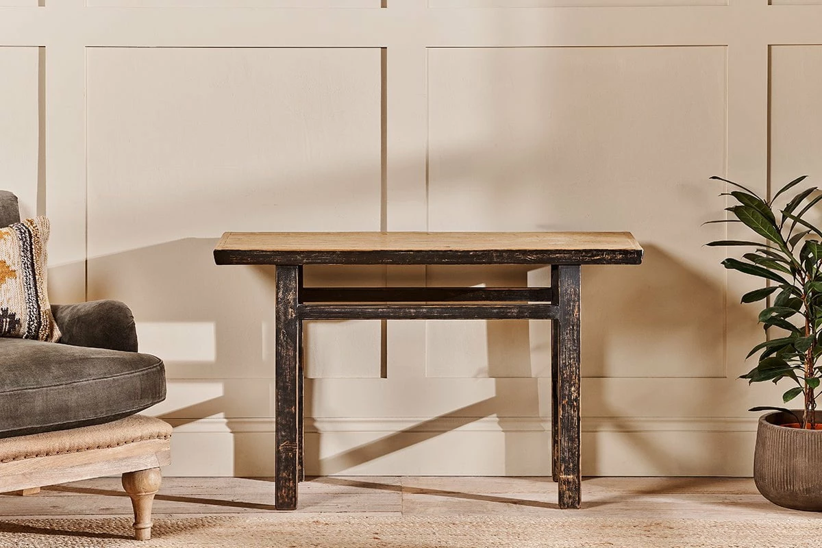 Serpur Reclaimed Pine Console Table - Charcoal - One Size 4 Serpur Reclaimed Pine Console Table - Charcoal - One Size - Image 2