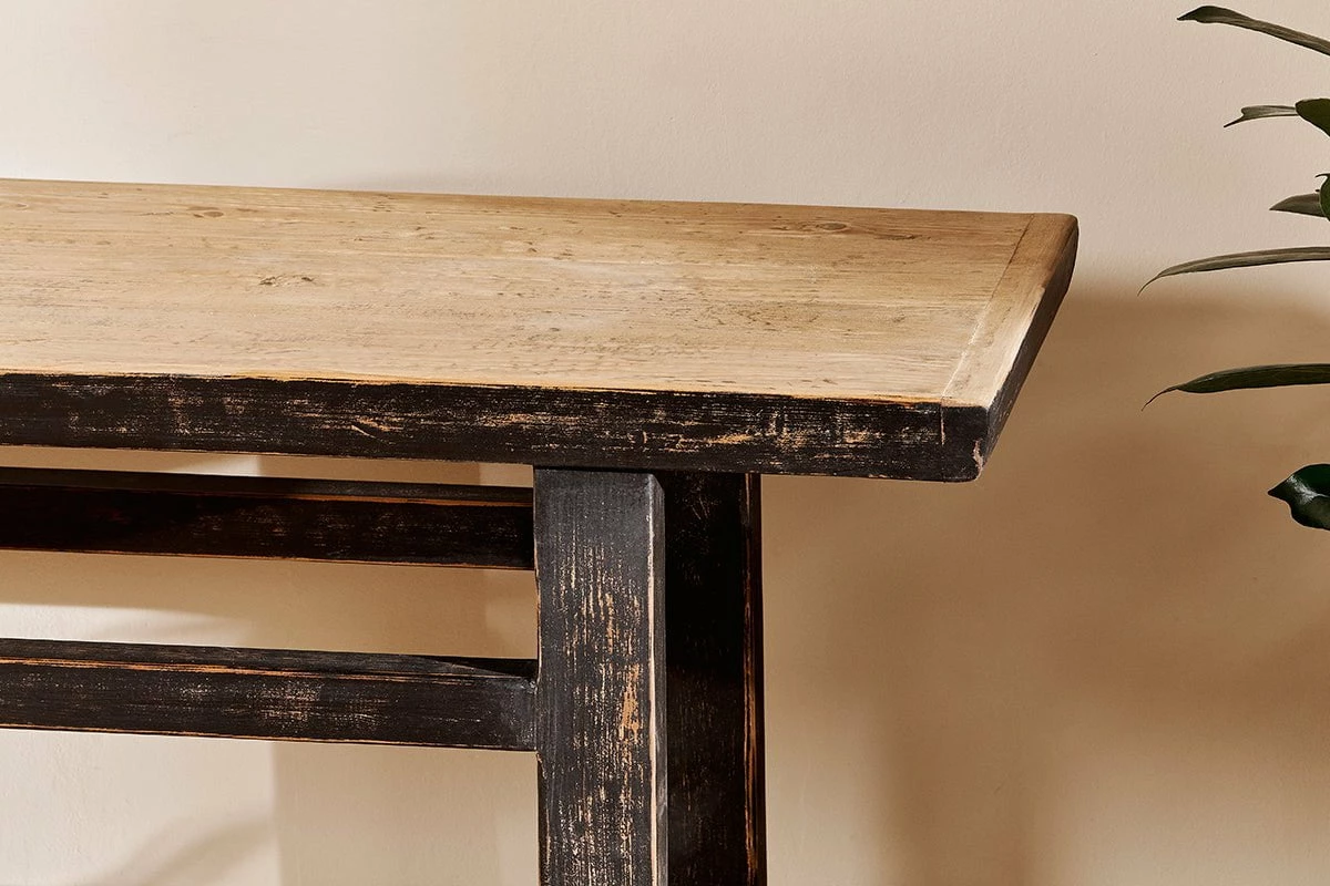 Serpur Reclaimed Pine Console Table - Charcoal - One Size 6 Serpur Reclaimed Pine Console Table - Charcoal - One Size - Image 4