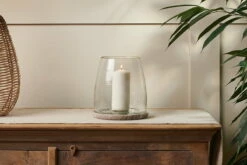 Sikkim Marble & Recycled Glass Lantern - Clear