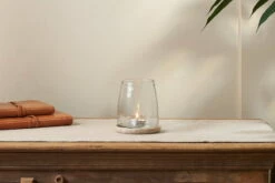 Sikkim Marble & Recycled Glass Tealight Holder - Clear