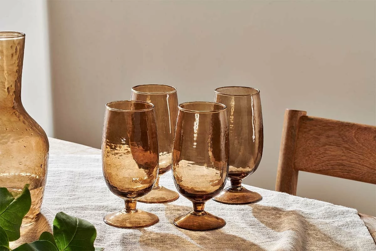 Yala Hammered Glass - Smoke Brown (Set Of 4) 3 Yala Hammered Glass - Smoke Brown (Set Of 4)