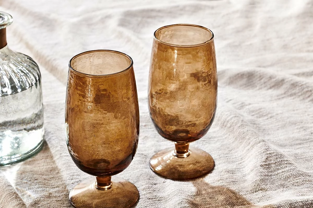 Yala Hammered Glass - Smoke Brown (Set Of 4) 4 Yala Hammered Glass - Smoke Brown (Set Of 4) - Image 2